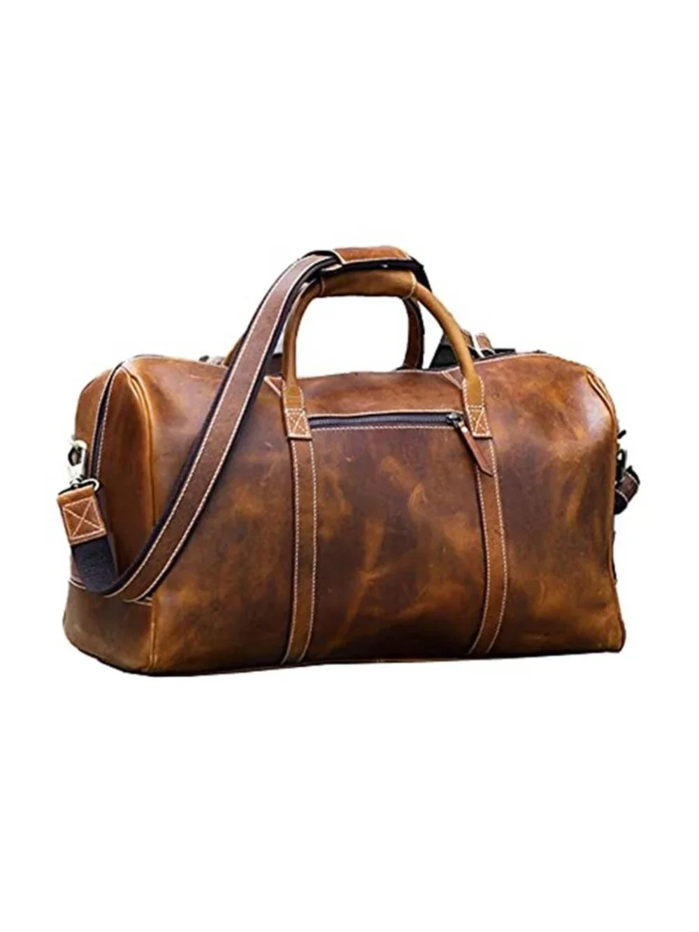 Men's Leather Duffle Bag Travel Overnight Weekend Duffel Bag